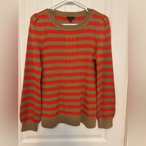 NWT Women’s Talbots Lightweight Striped Tan/orange Sweater Size Medium